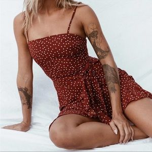 Princess polly polka dot wine color mini dress